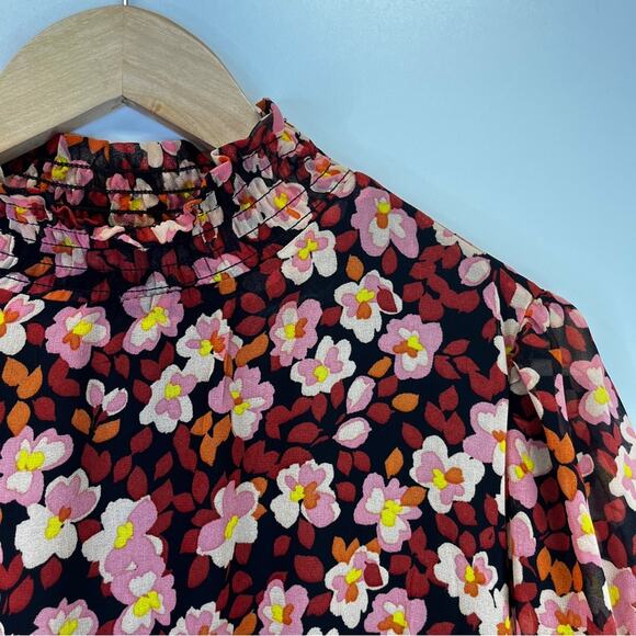 Sanctuary Strawberry Fields Floral Smocked Mock Neck Blouson mini dress - S - Picture 4 of 12